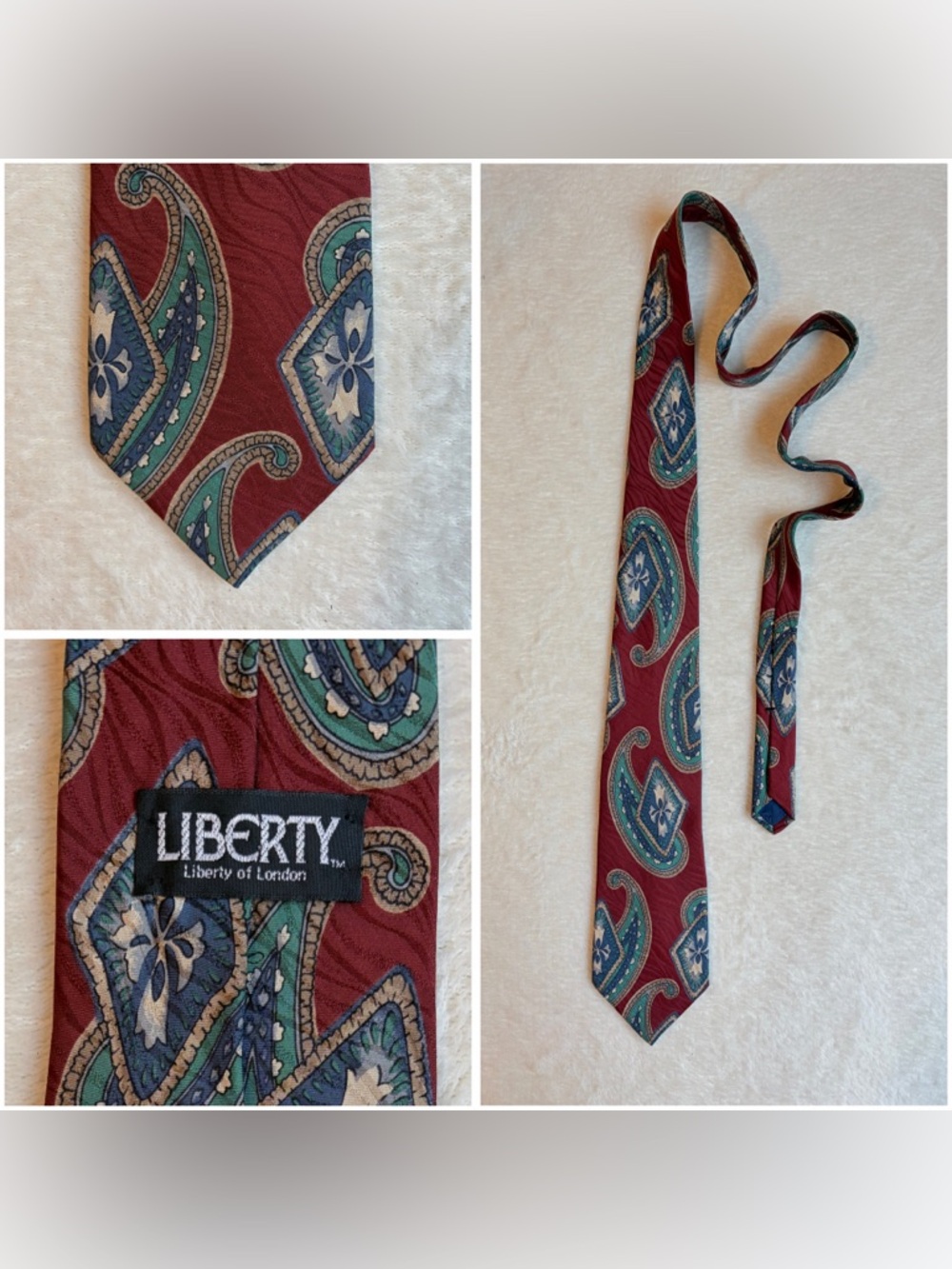 Liberty‎ of London Men's Paisley Red Blue Green Beige 100% Silk Classic Tie